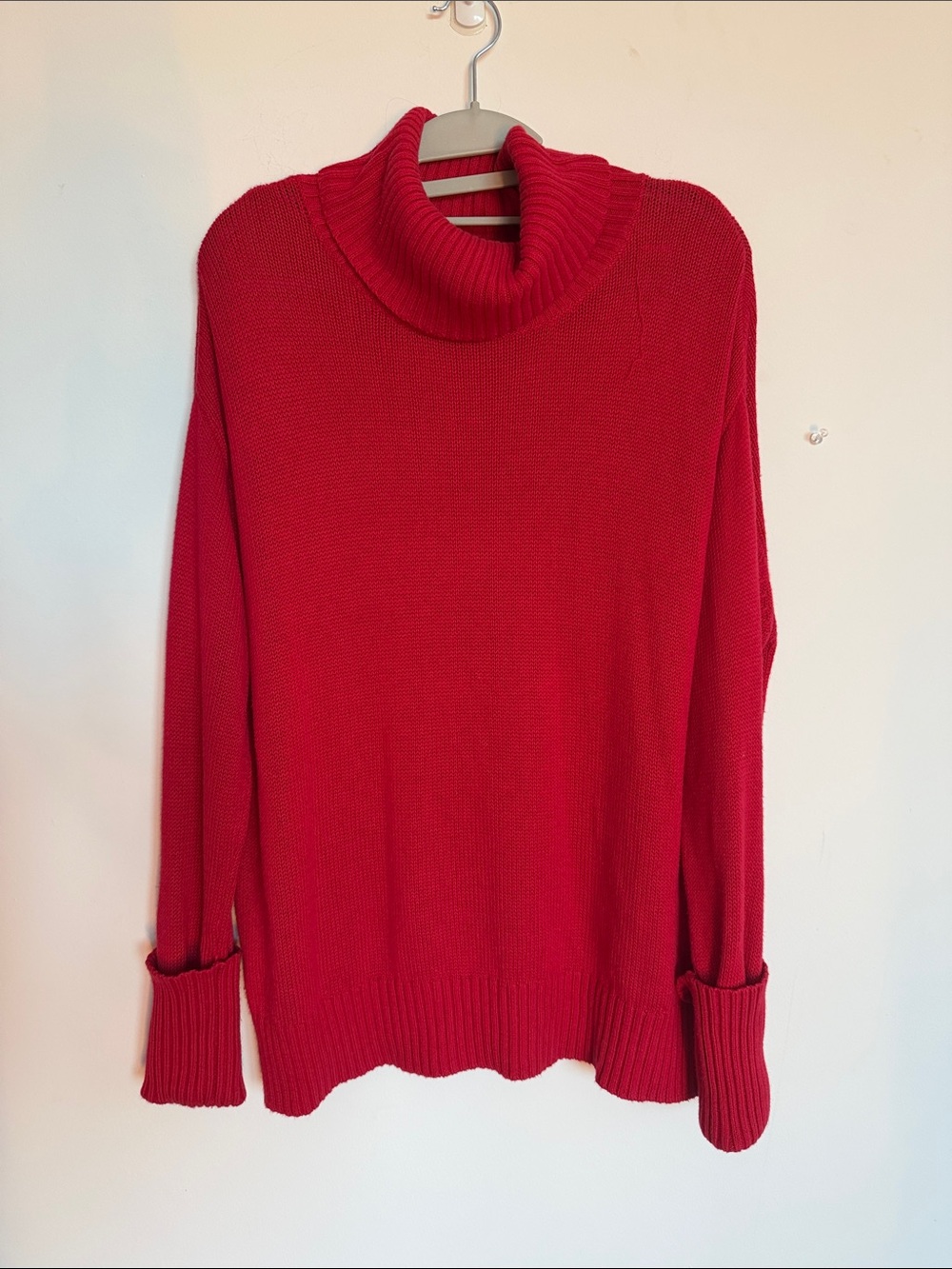 Saks Fifth Red Turtleneck Women's Sweater - Classic Cozy Knit